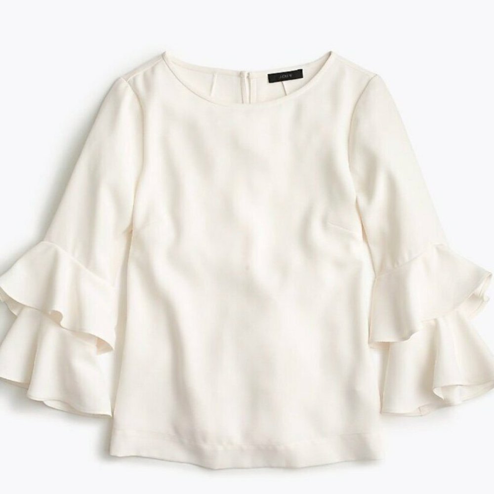 NWT J.Crew Tiered Bell-Sleeve Top in Drapey Crepe